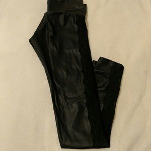 Purusha People leather and lace leggings